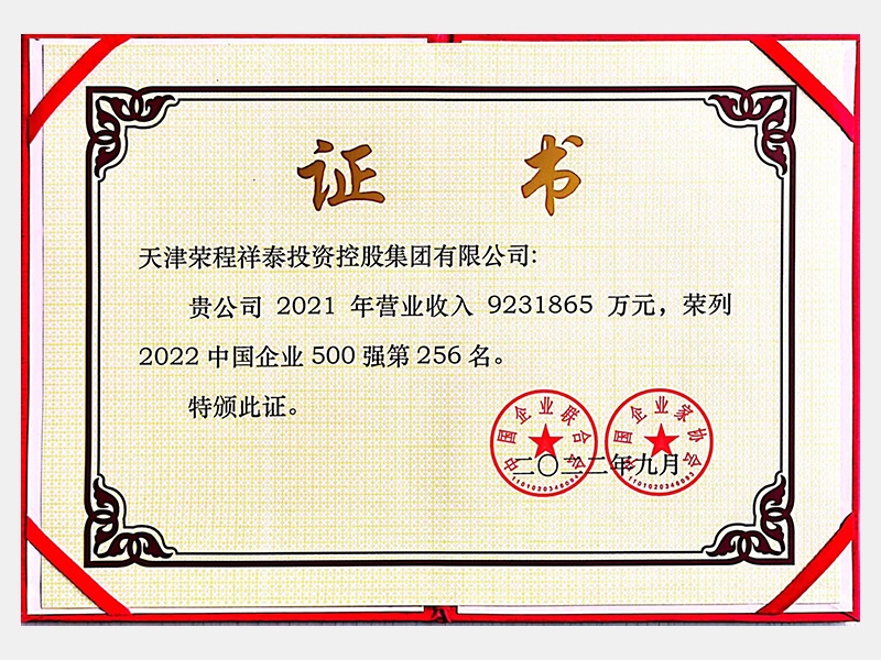 中國企業(yè)500強(qiáng)第256名